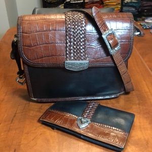 Brighton leather crossbody bag w/matching wallet